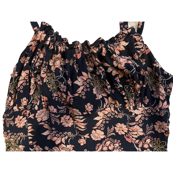 Free People women Made Ya Look Short Mini Dress sz Small Floral Embellished Bead - Picture 7 of 13